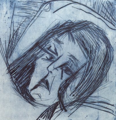 Testa di ragazza sdraiata da Ernst Ludwig Kirchner